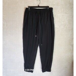 Michael Kors Women's Size 12 Pull On Jogger Pant Black Elastic Waist Ankle -Ties